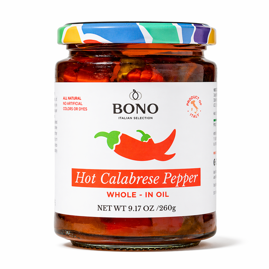 BONO Hot Pepper Whole in oil 260g - Case (6)