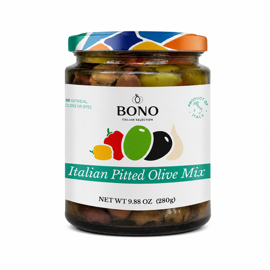 BONO Mixed Pitted Italian Olives 280g - Case (6)