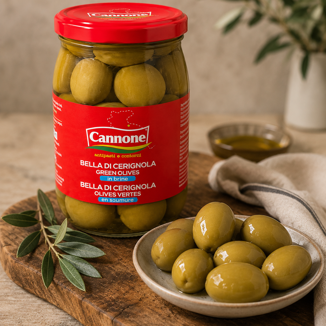 Cannone Premium Bella di Cerignola Green Olives - Case (12)